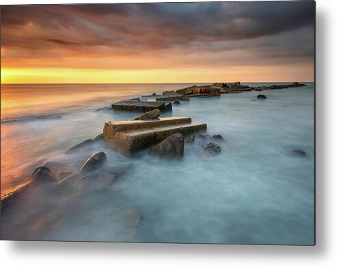 Long Exposure Metal Print featuring the photograph The Bridge Of The Sea by Gunarto Song