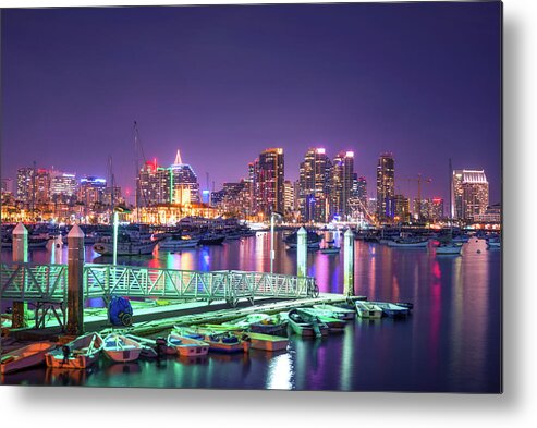 San Diego Metal Print featuring the photograph San Diego Harbor At Night by Joseph S Giacalone