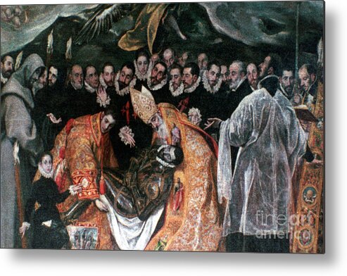 Mourner Metal Print featuring the drawing The Burial Of Count Orgaz Detail by Print Collector