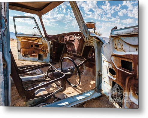 Wreck Metal Print featuring the photograph The car is open, please come in... by Lyl Dil Creations
