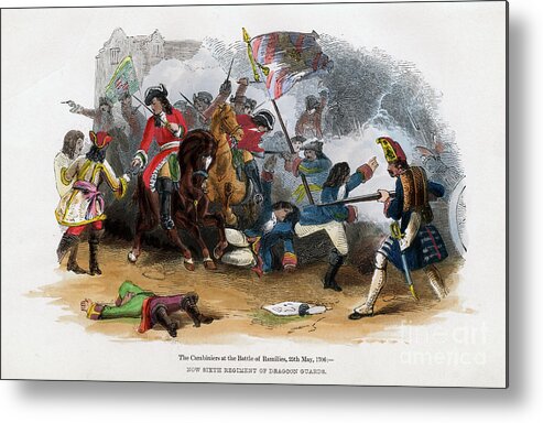 Horse Metal Print featuring the drawing The Carabiniers At The Battle by Print Collector