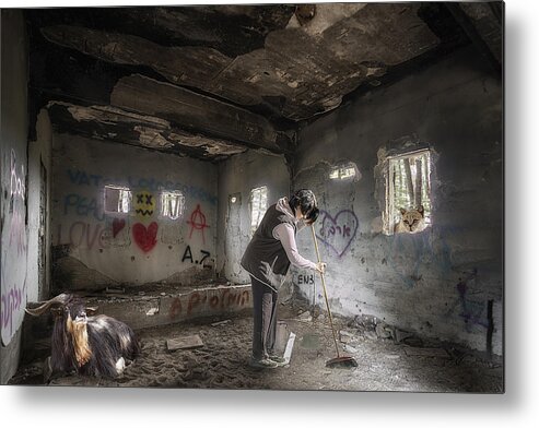 Cleaning Woman Metal Print featuring the photograph The Cleaning Woman by Gabrielle Halperin