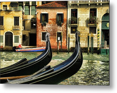 Venice Metal Print featuring the photograph The Dancing Gondolas by Mary Buck