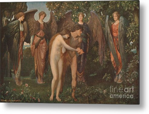 People Metal Print featuring the drawing The Expulsion Of Adam And Eve From Eden by Print Collector