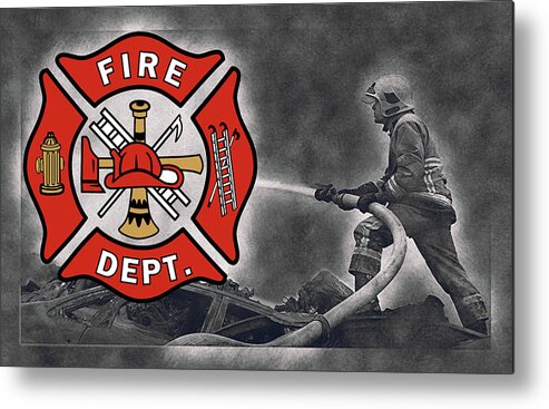 First Responder Metal Print featuring the digital art The Firefighter by Pheasant Run Gallery