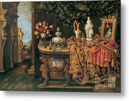 17th Century Metal Print featuring the painting The five senses by Giovanni Battista Manerius