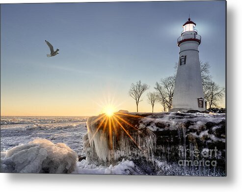 Sunrise Metal Print featuring the photograph The Historic Marblehead Lighthouse by Michael Shake
