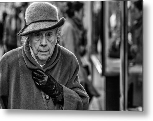 Street Metal Print featuring the photograph The Lady Went Shopping by Susanne Stoop
