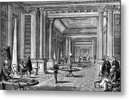 Engraving Metal Print featuring the drawing The Library Of The Reform Club, London by Print Collector