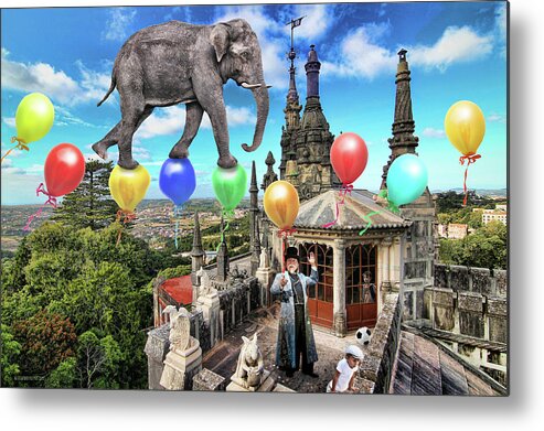 Elephant Metal Print featuring the photograph The Magician on the Roof by Aleksander Rotner