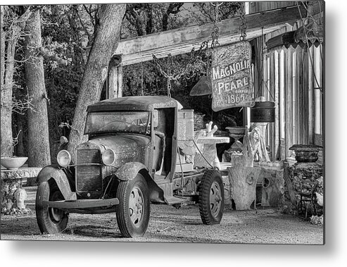 Model A Metal Print featuring the photograph The Magnolia Pearl Black and White by JC Findley