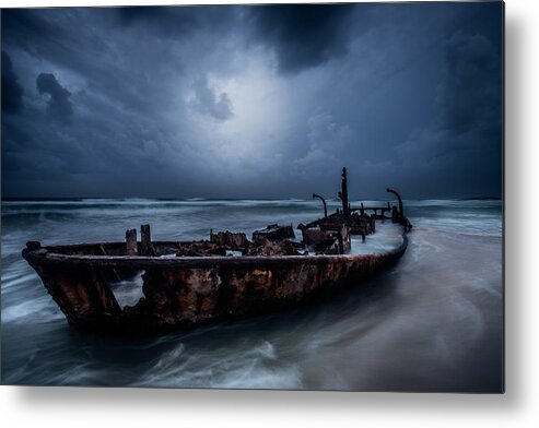 Landscape Metal Print featuring the photograph The Old Ship by Farid Kazamil