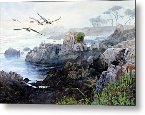  Maritime Metal Print featuring the painting The Pelicans by Bill Hudson