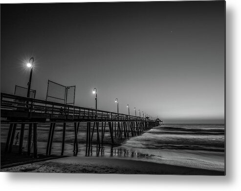 B&w Metal Print featuring the photograph The Pier by Bill Chizek