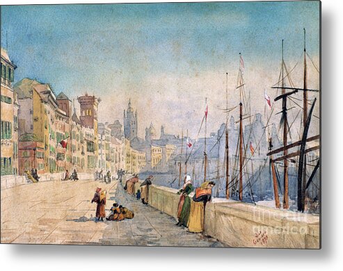 People Metal Print featuring the drawing The Port Of Genes, 1878. Artist Jl by Print Collector