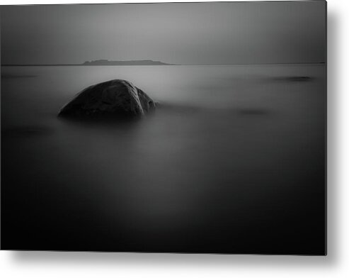 Abstract Metal Print featuring the photograph The Sleeping GIent from Snady Beach BW Long Expo by Jakub Sisak