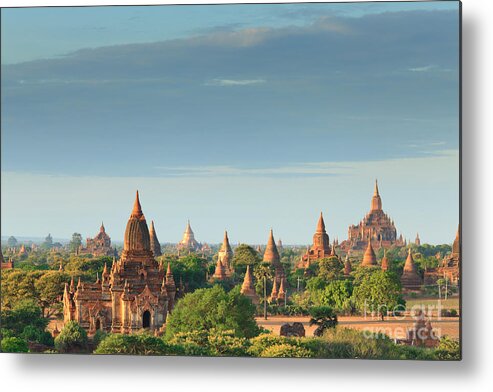Dusk Metal Print featuring the photograph The Temples Of Bagan At Sunrise Bagan by Lkunl