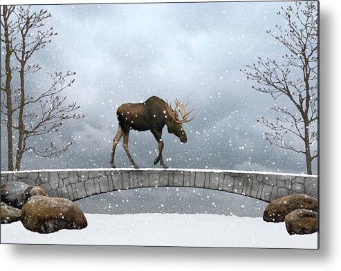 Dragontales Metal Print featuring the digital art The winter guest by Moira Risen