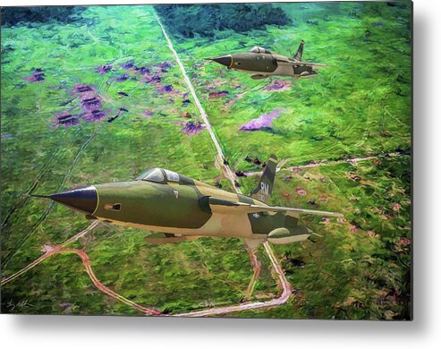Republic F-105 Thunderchief Metal Print featuring the digital art Thuds over Vietnam - Oil by Tommy Anderson