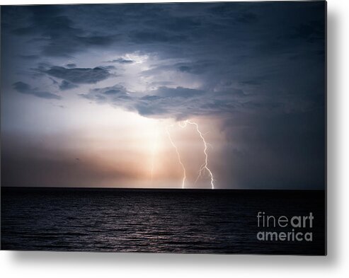 Thunderstorm Metal Print featuring the photograph Thunderstorm With Lightning Strike by Giuseppe Raneri / 500px