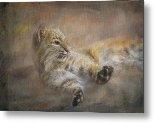 Bobcat Metal Print featuring the painting Time To Rise and Shine by Jai Johnson