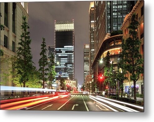 Land Vehicle Metal Print featuring the photograph Tokyo Marunouchi Lightstream by Krzysztof Baranowski