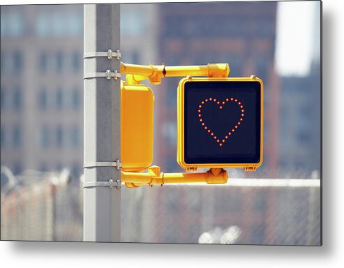 Pole Metal Print featuring the photograph Traffic Sign With Heart Shape by Richard Newstead
