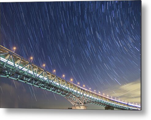 Train Metal Print featuring the photograph Train, Car And Star Trails by Tdubphoto