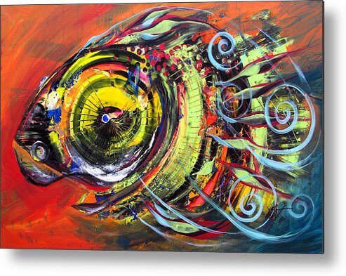 Fish Metal Print featuring the painting Triple Crown - Blue-Eyed, Horse-Faced Fish by J Vincent Scarpace