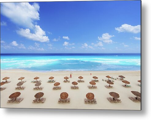 Water's Edge Metal Print featuring the photograph Tropical Beach Resort by Georgepeters