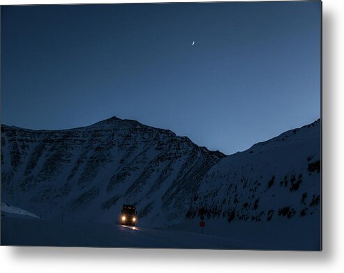 Ip_71076934 Metal Print featuring the photograph Truck At Dalton Highway In Wintertime Crossing Brooks Range, North Slope Borough, Alaska, Usa by Jrg Reuther