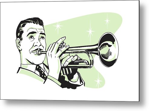 Band Metal Print featuring the drawing Trumpet Player by CSA Images