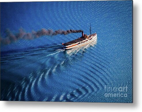 Steamboat Metal Print featuring the photograph TSS Earnslaw on Lake Wakatipu, New Zealand by Lyl Dil Creations