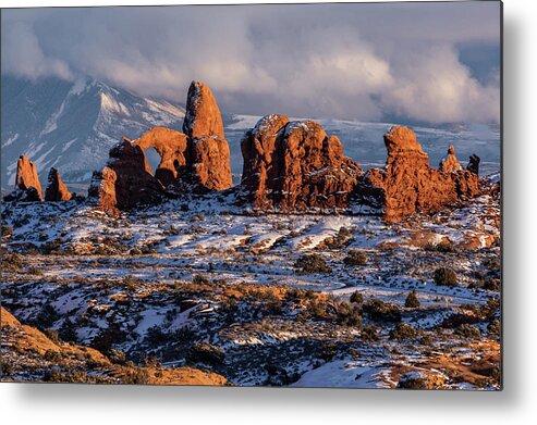 Arches National Park Metal Print featuring the photograph Turret Arch Winter Sunset by Dan Norris