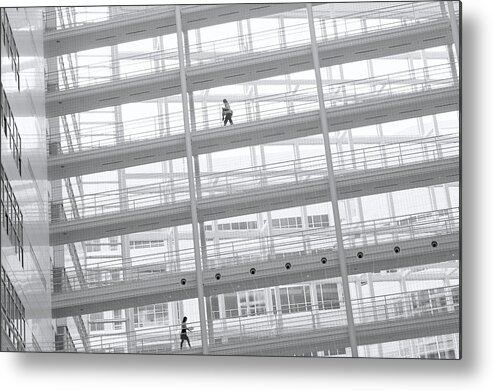 Corporate Business Metal Print featuring the photograph Two Business Woman Walking On Elevated by 77studio