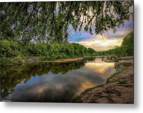 Texas-san Gabriel River Metal Print featuring the photograph Under The Big Oak Tree by G Lamar Yancy
