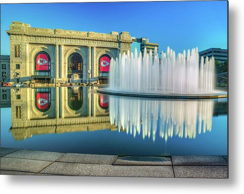 America Metal Print featuring the photograph Union Station - Kansas City Fountain - KC Chiefs by Gregory Ballos