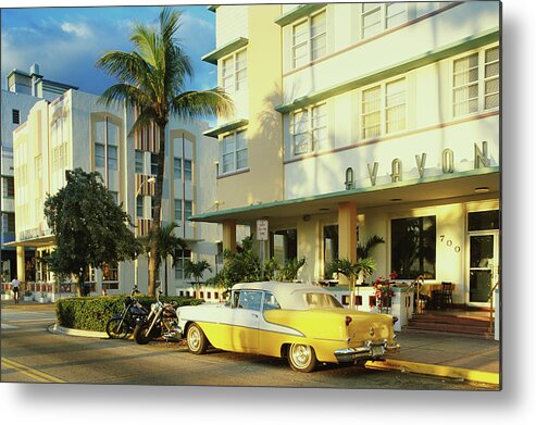 Hotel Metal Print featuring the photograph Usa, Florida, Miami, South Beach Street by Peter Adams