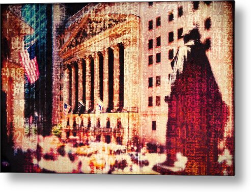 Financial Figures Metal Print featuring the photograph Usa, New York City, Wall Street, And by Doug Armand