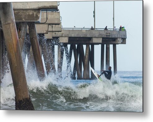 Venice Beach Bridge Metal Print featuring the photograph Venice Splash by Chris Moyer