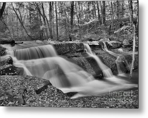 Stickney Brook Falls Metal Print featuring the photograph Vermont Stickney Brook Falls Black And White by Adam Jewell