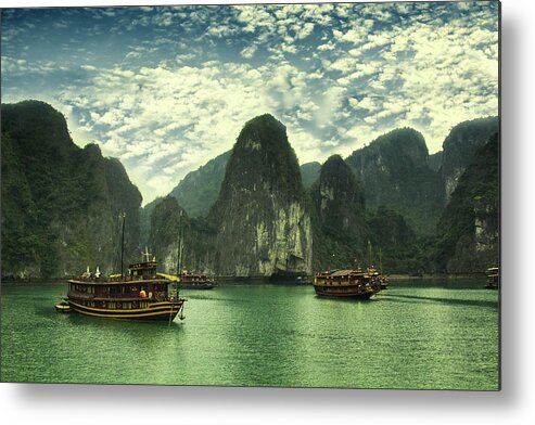 Scenics Metal Print featuring the photograph Vietnam Boats by By Kim Schandorff