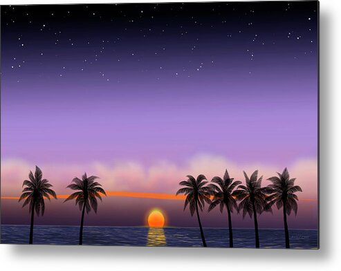 View From The Beach Metal Print featuring the painting View from the Beach / Santa Monica California by David Arrigoni