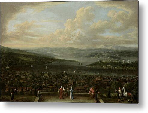 18th Century Art Metal Print featuring the painting View of Istanbul from the Dutch embassy in Pera by Jean Baptiste Vanmour