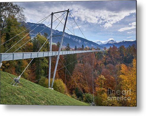 Suspension Bridge Metal Print featuring the photograph View Of Suspension Bridge by Nin Niniko / 500px