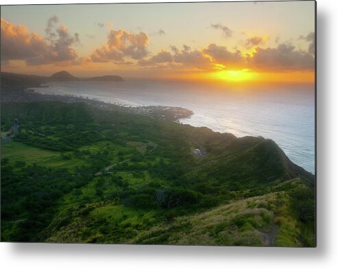 Scenics Metal Print featuring the photograph View Of Waikiki From The Top Of Diamond by Lightvision, Llc