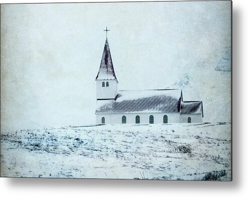 Iceland Metal Print featuring the photograph Vik i Myrdal Church in Snow by Kathryn McBride