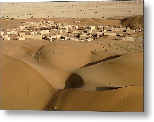 Sand Dune Metal Print featuring the photograph Village At Nushki Desert, Balochistan by Nadeem Khawar