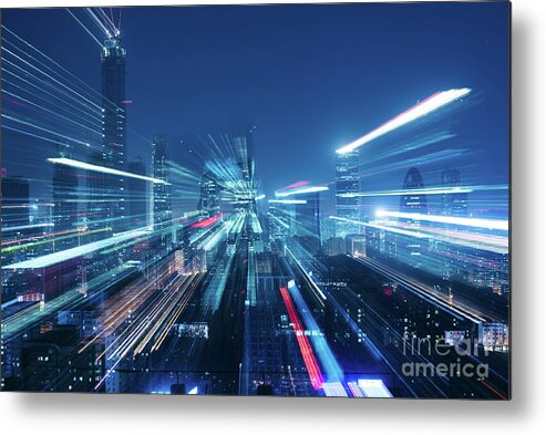 Chinese Culture Metal Print featuring the photograph Virtual City by Wenjie Dong