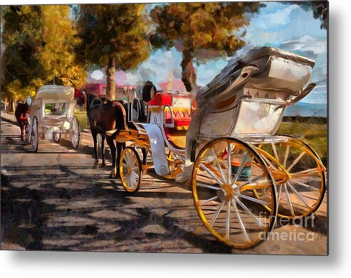 Carriages Metal Print featuring the photograph Waiting for Tourists by Eva Lechner
